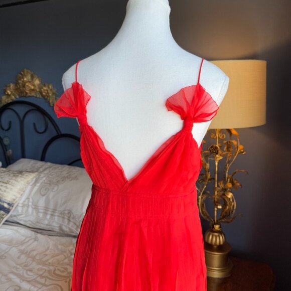 Red 100% Silk Club Monaco Mini Cocktail Dress - Picture 8 of 15